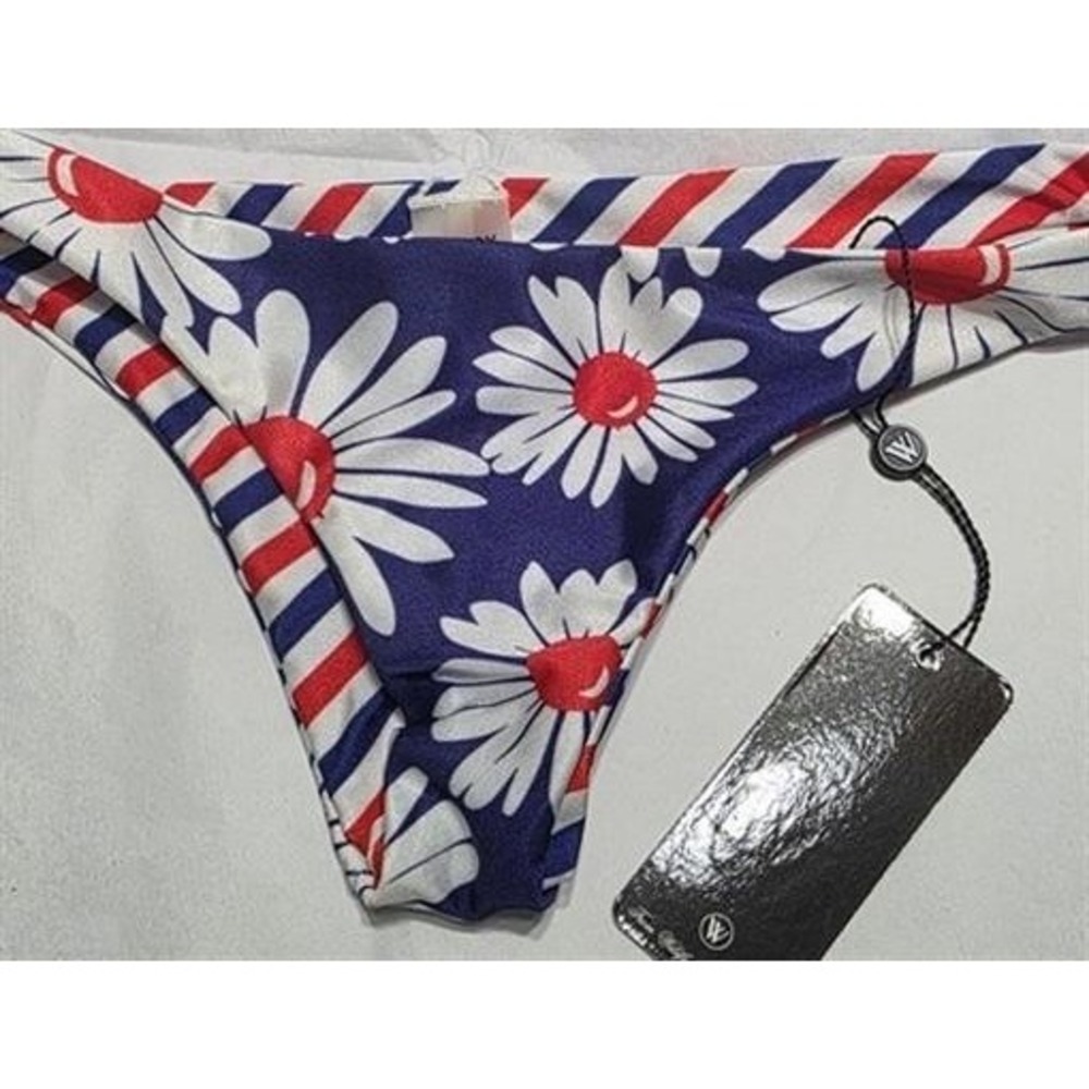 NWT Wildfox XS Reversible Daisy & Stripe Bikini Bottom 132217